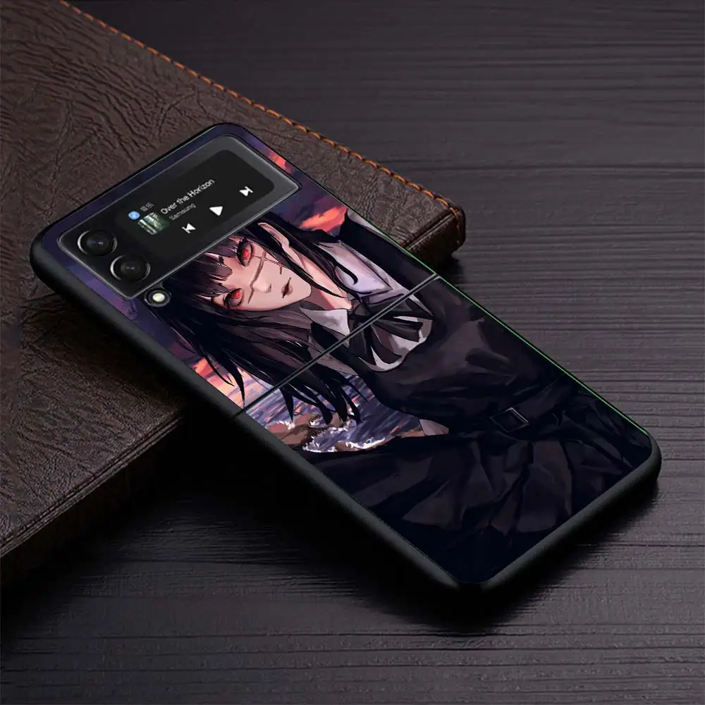 Чехол для телефона C-Chainsaw Mans Yoru War Devil Samsung Galaxy Z Flip6 5G Flip4 Flip5 Flip3 Black Hard Cover Flip 6 5 4 3 PC She