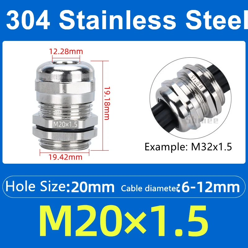 

Водонепроницаемые кабельные вводы из нержавеющей стали M6-M18