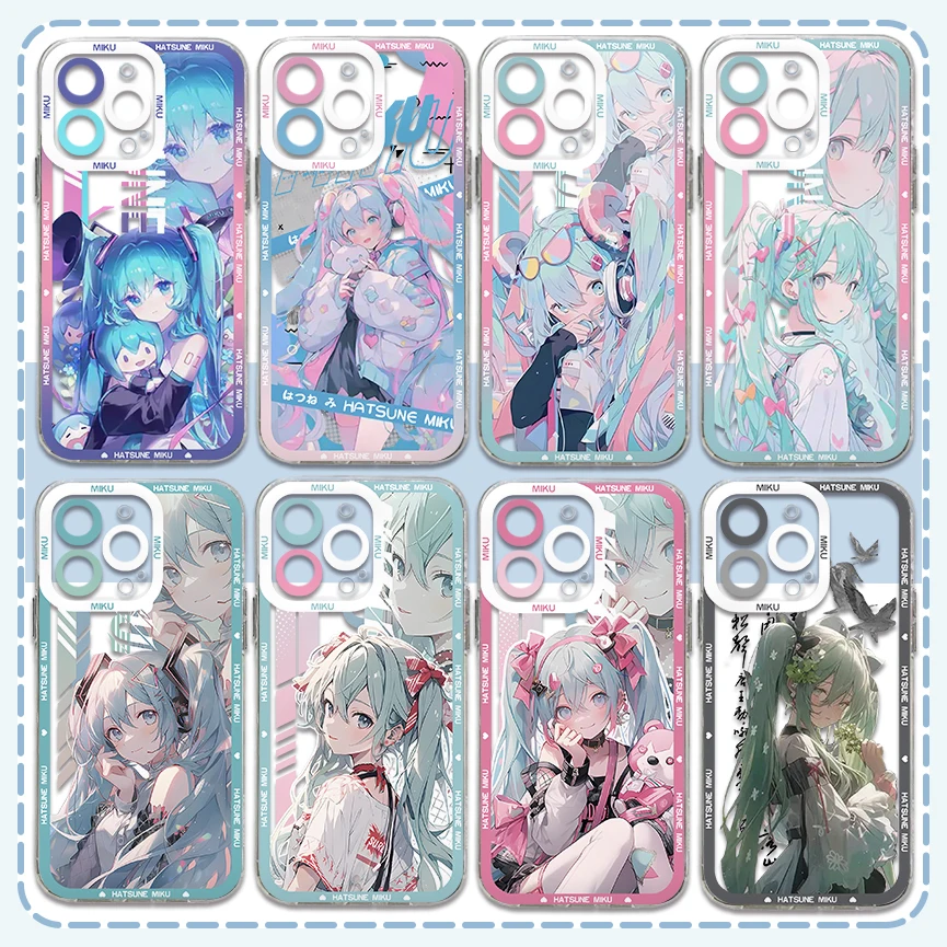 Фото Новый чехол для телефона с аниме H-Hatsune Mikus для iPhone 16e 16 15 14 13 12 11 Mini Pro Max X XR XSMax 8 Plus, прозрачная мягкая задняя крышка №1