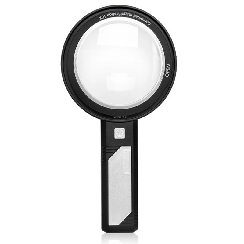 

Best Handheld Reading Magnifier 5X 5X 10X Magnifier With Light 6 LED Lights 2 UV Lights Banknote Detector Light For Reading