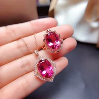 meibapj natural pink topaz gemstone flower jewelry set 925 pure silver 2 pieces suit fine wedding jewelry for women