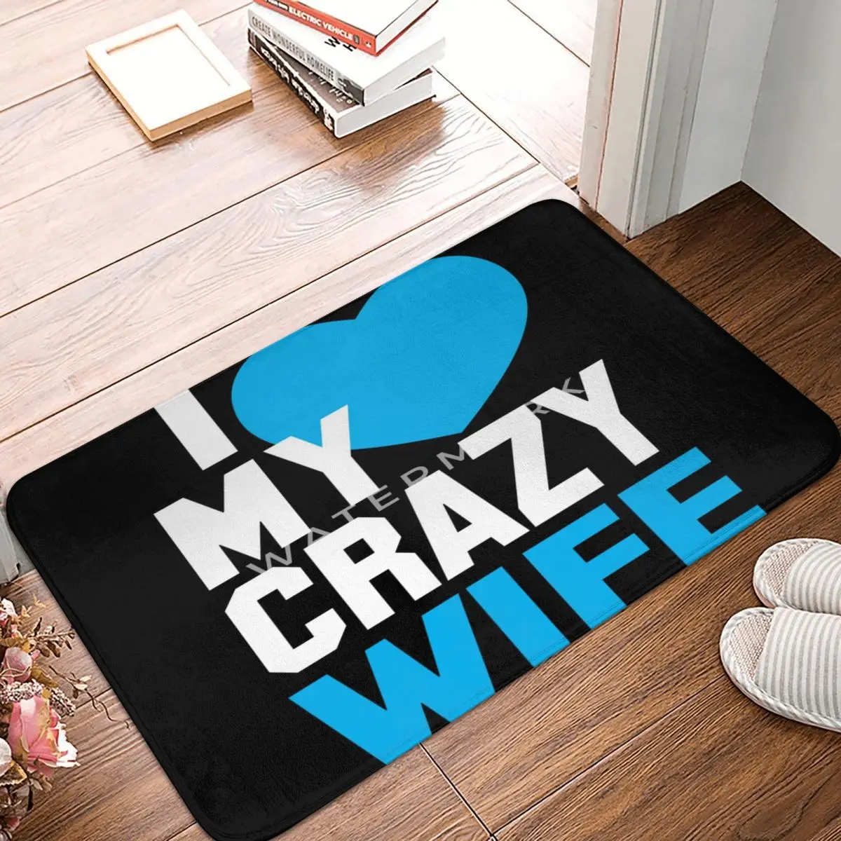 

I LOVE My CRAZY Wife Carpet, Polyester Floor Mats Retro Bathroom Carpets Festivle Gifts Mats Customizable