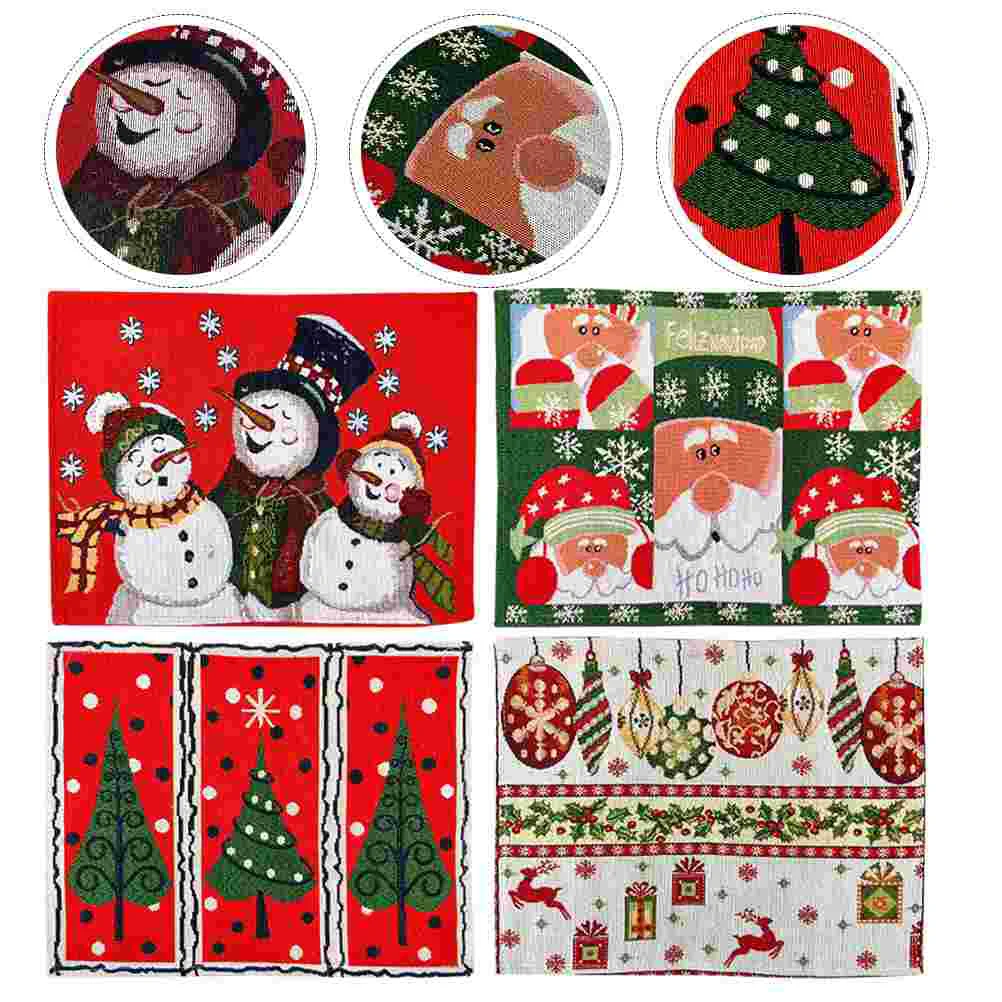 

4pcs For Dining Placemat Machine Washable Dining Heat Resistant Placemat Set Christmas Decorations Christmas Placemats