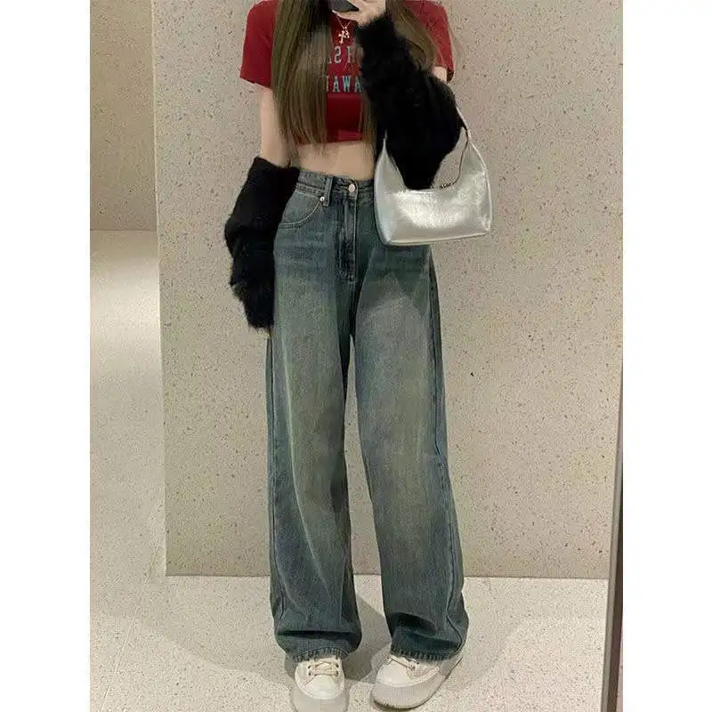 

Jeans for Women Wide Leg Cargo Baggy Pants Female 2022 Autumn High Waist Woman Y2k Streetwear Loose Denim Trousers Pantalones