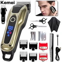 kemei trimmer for men electric hair clippers men professional barber haircut machine usb rechargeable trimmer with lcd display 5