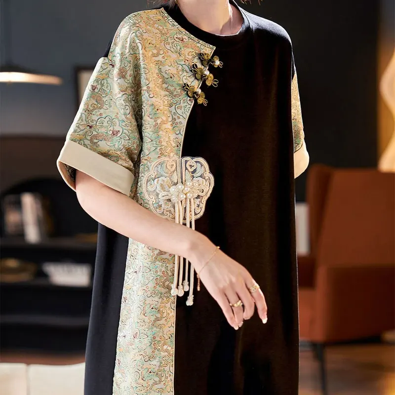 Пуловеры с вышивкой в виде дисков и пряжками лето 2024 женская одежда винтажным