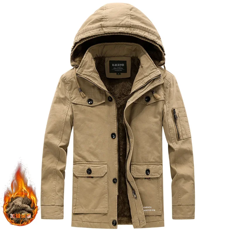 Prowow Зимняя хлопковая куртка мужское пальто с плотным бархатом повседневное из