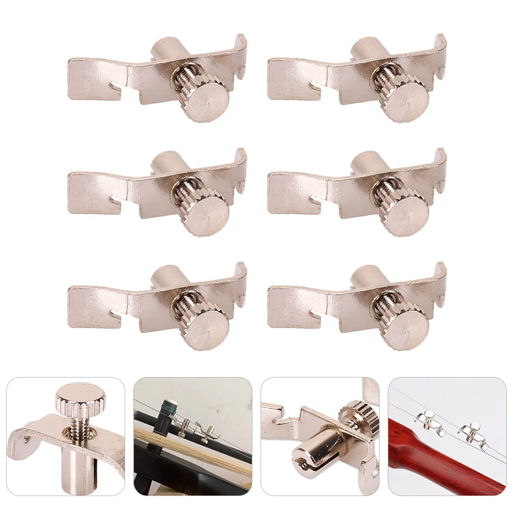 

6pcs Erhu Fine Tuners Stainless Steel Erhu String Adjusters Erhu Accessories (Silver)