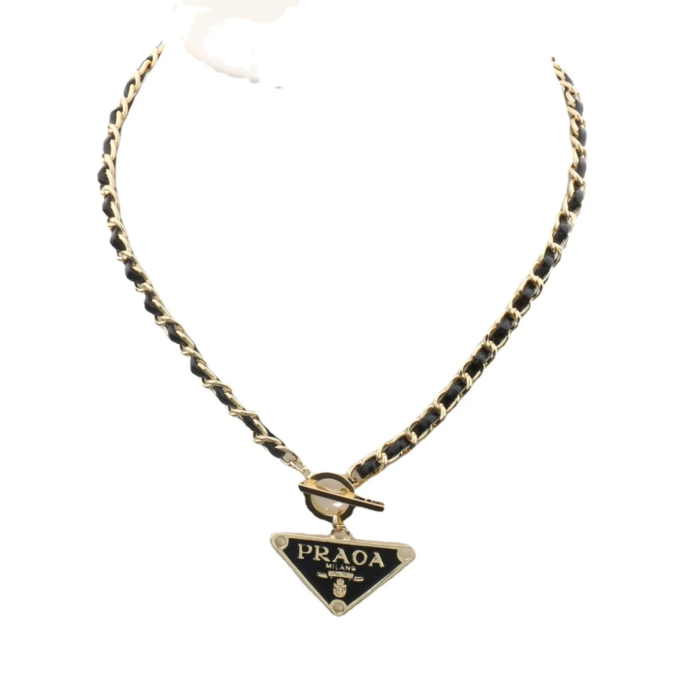 

New European and American fashion brand necklace inverted triangle geometric letter pendant men's and women's collarbone chain
