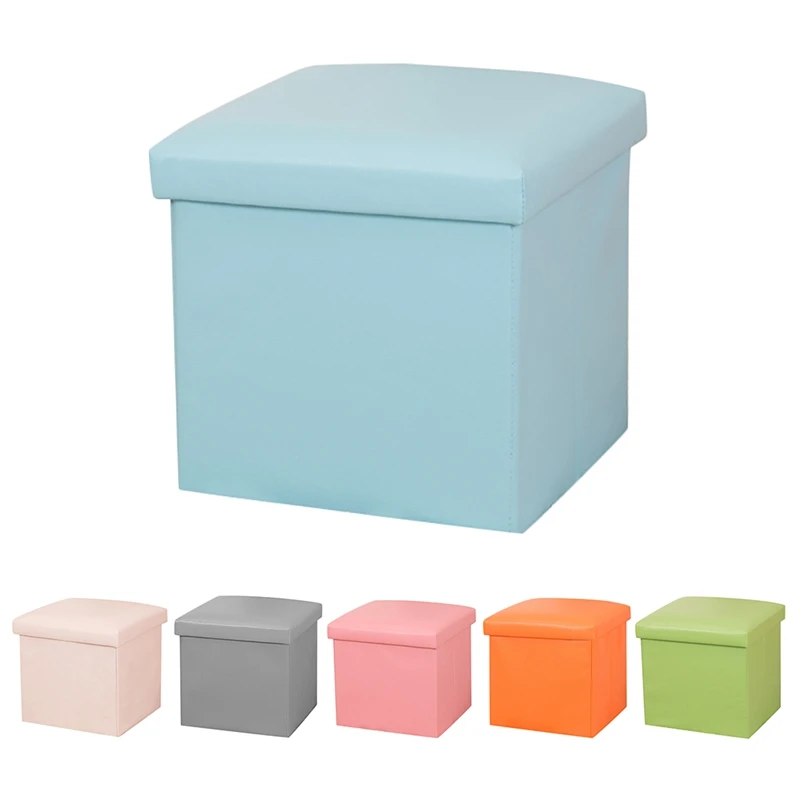 

Square Pure Color Folding Chair Foot Rest Stool Seat Creative Sofa Foot Stool Pouffe Folding Toys Chest