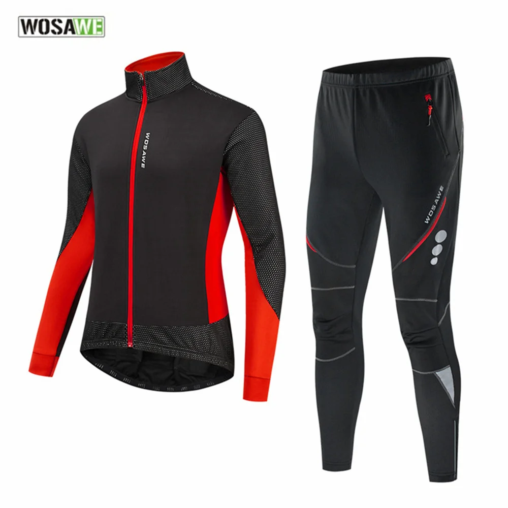 

WOSAWE Winter Thermal Cycling Jacket Windproof Bicycle Windbreaker Water repellent Fleece MTB Bike Long Jersey