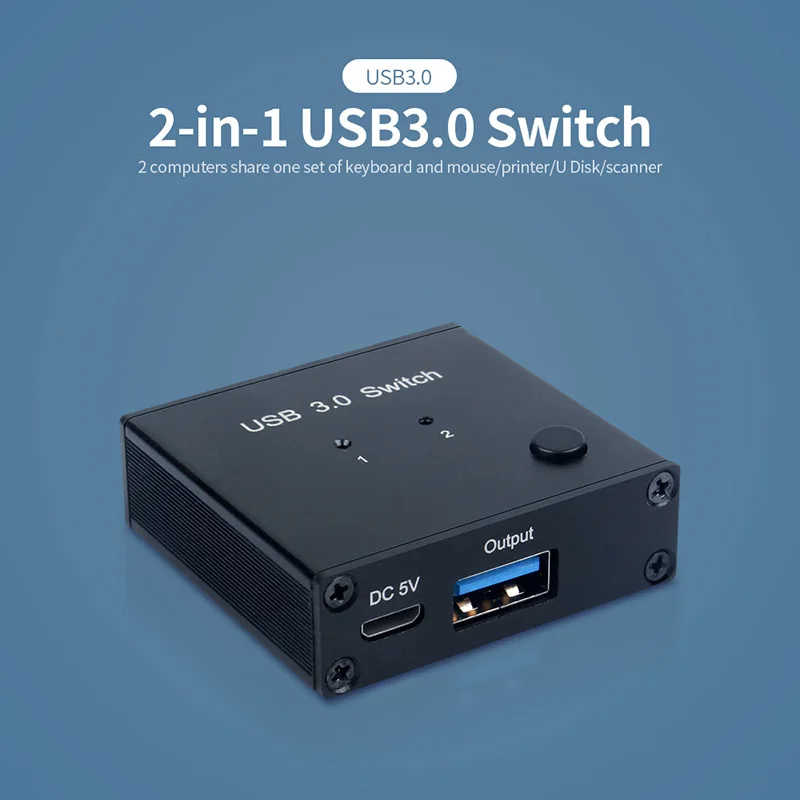 

2 PCs share 1 USB device 2 In 1 Out Plug and Play USB Switch usb hub USB3.0/2.0 SWITCHER Multi-function Docking Splitter Adapter