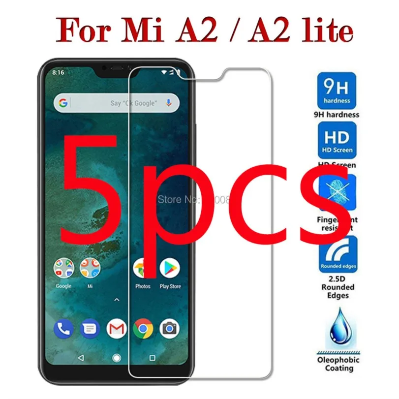 

Защитное стекло для xiaomi mi a2 lite, 5 шт., защитное закаленное стекло для xiaomi xiaome a 2 a2lite, легкая Защитная пленка для экрана