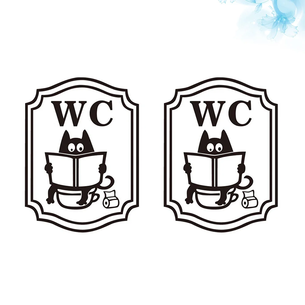 

2PCS WC Wall Stickers Removable Washroom Decal Sticky Sign for Home