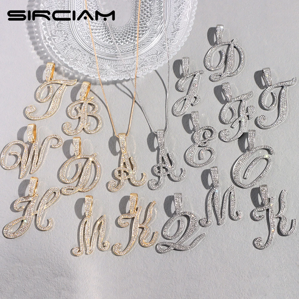 

Cursive Letters Chain Necklace With Pendant Iced Out Rhinestones Pave 26 Initials Alphabet Rope Chain Necklace Gifts Jewelry New