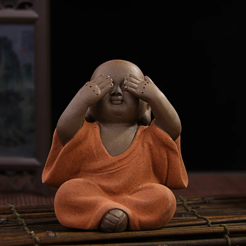 

Ceramic Budda Statue Purple Send Pottery buda Home Decoration Small Monk home garden decor ornaments Tea Pet Dropship