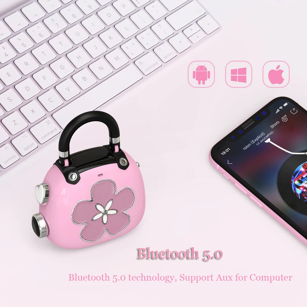 Фото DOSS Candy Мини Bluetooth Беспроводная колонка 5 Вт BT 5,0 Портативная звуковая коробка Симпатичный MP3 музыкальный плеер громкий динамик s лучший подаро... №3