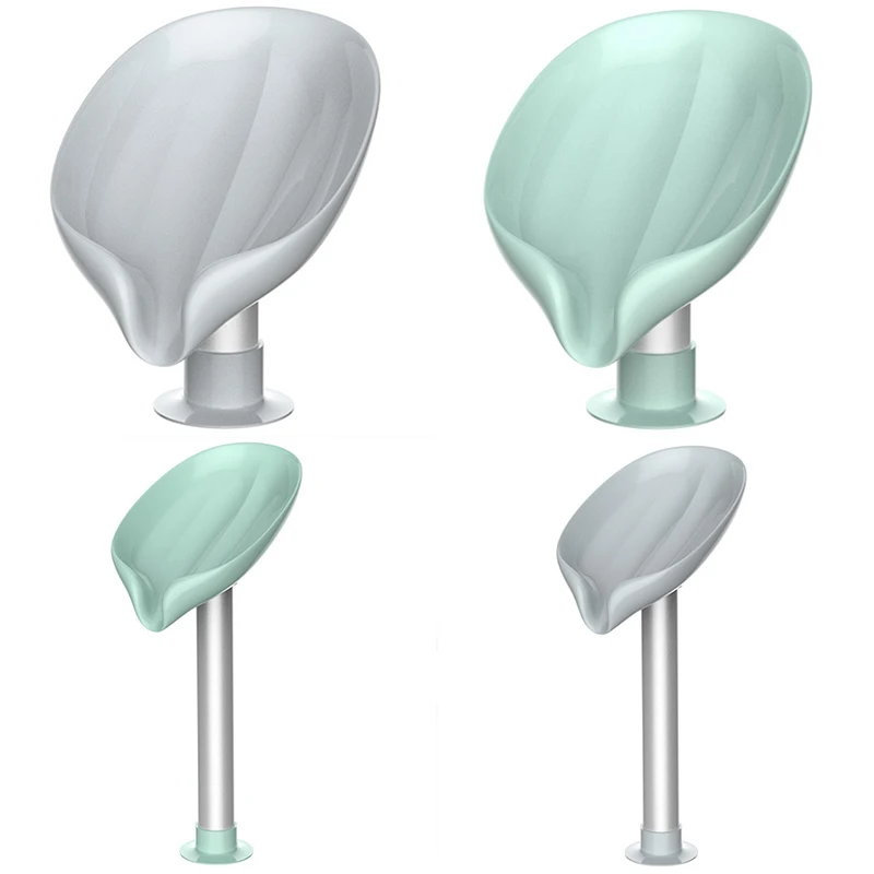 

Leaf-Shaped Soap Dish Perforated Free Standing Suction Cup Drain Rack Toilet Laundry Soap Box Soap Holder