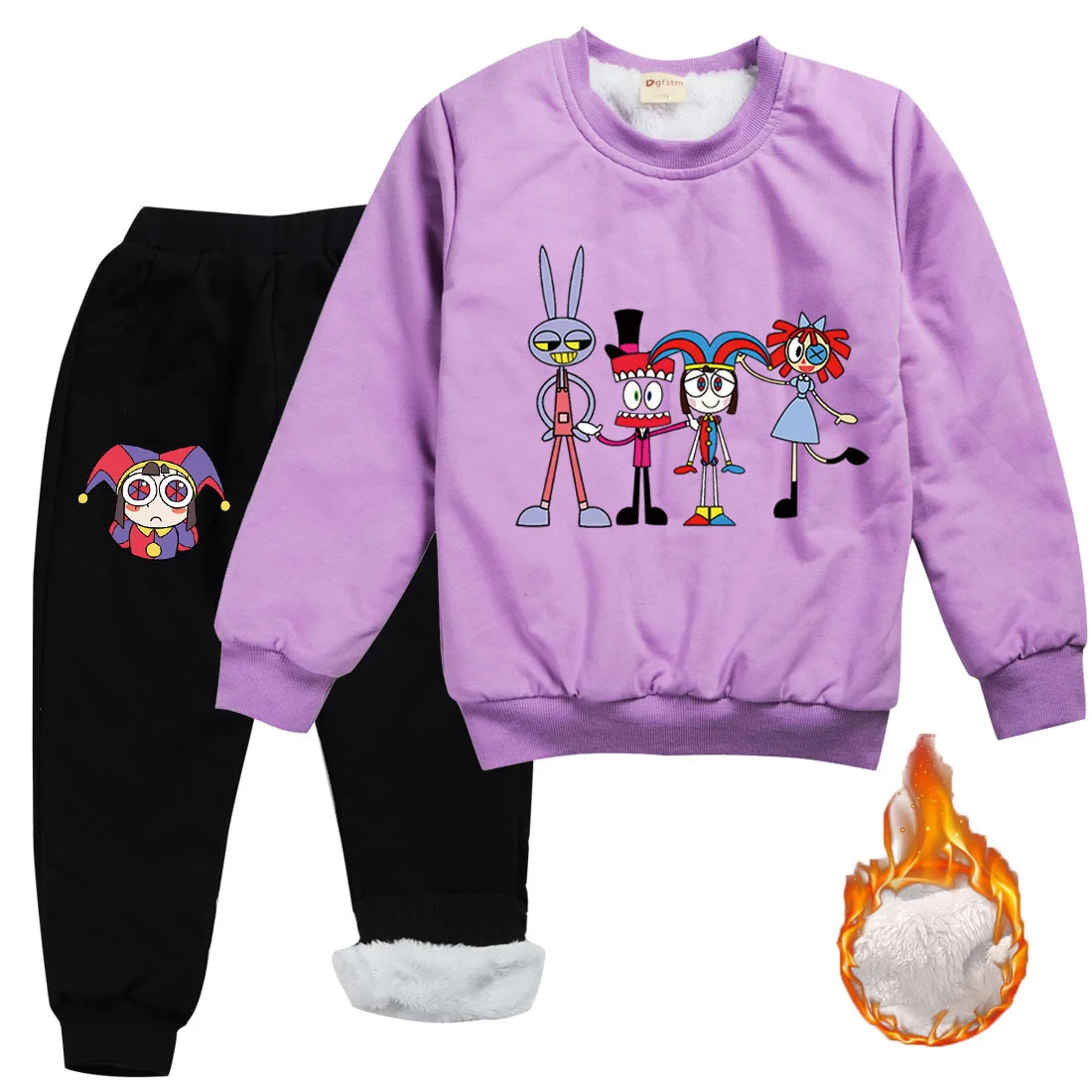 Amazing Digital Circus Clothes Kids Winter Warm Plush Sweatshirts Pants 2pcs Sets Baby Girls Pomni &amp Jax Tracksuit Boys Clothing