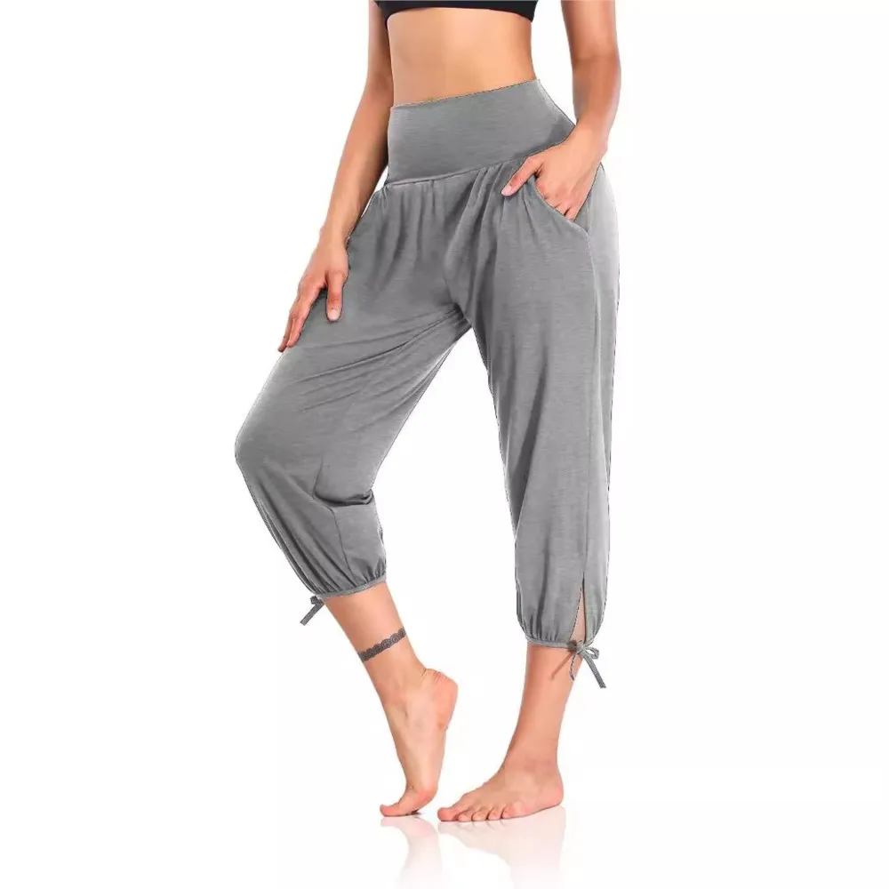 damskie spodnie do jogi luźna w pasie kieszeń łączenie dorywczo dzianinowe joggingu damska odzież sportowa Pantalones De Mujer