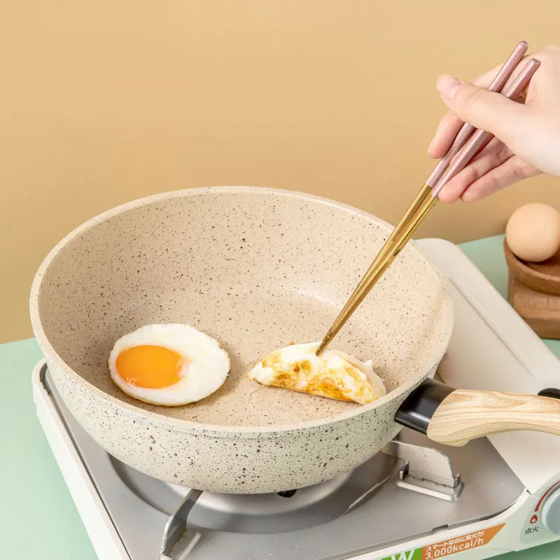 

Non-stick Skillet Frying Pan Durable Induction Cooker Wok Cooking Pot With Glass Cover Lid Deep Fryer Kitchen Cookware Set