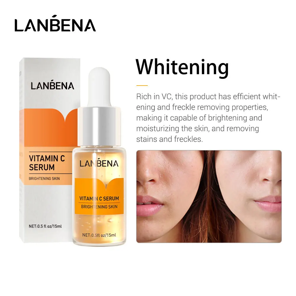 

LANBENA Vitamin C Whitening Serum Hyaluronic Acid Face Cream Snail Remover Freckle Speckle Fade Dark Spots Anti-Aging