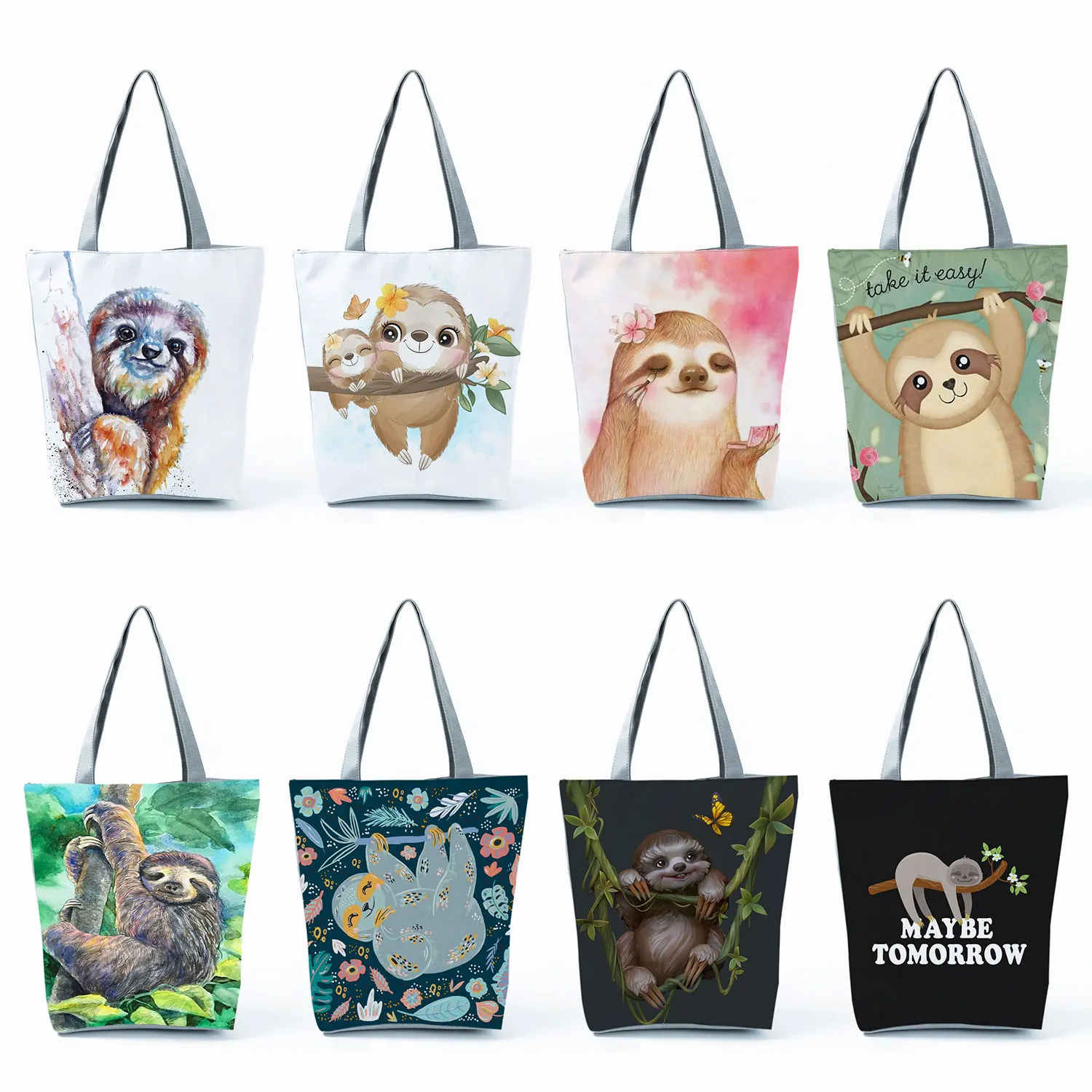 

Women's Shoulder Bag Cartoon Sloth Print Travel Large Capacity Customizable Tote Bag Ladies Shopping Bag School Teacher Handbag