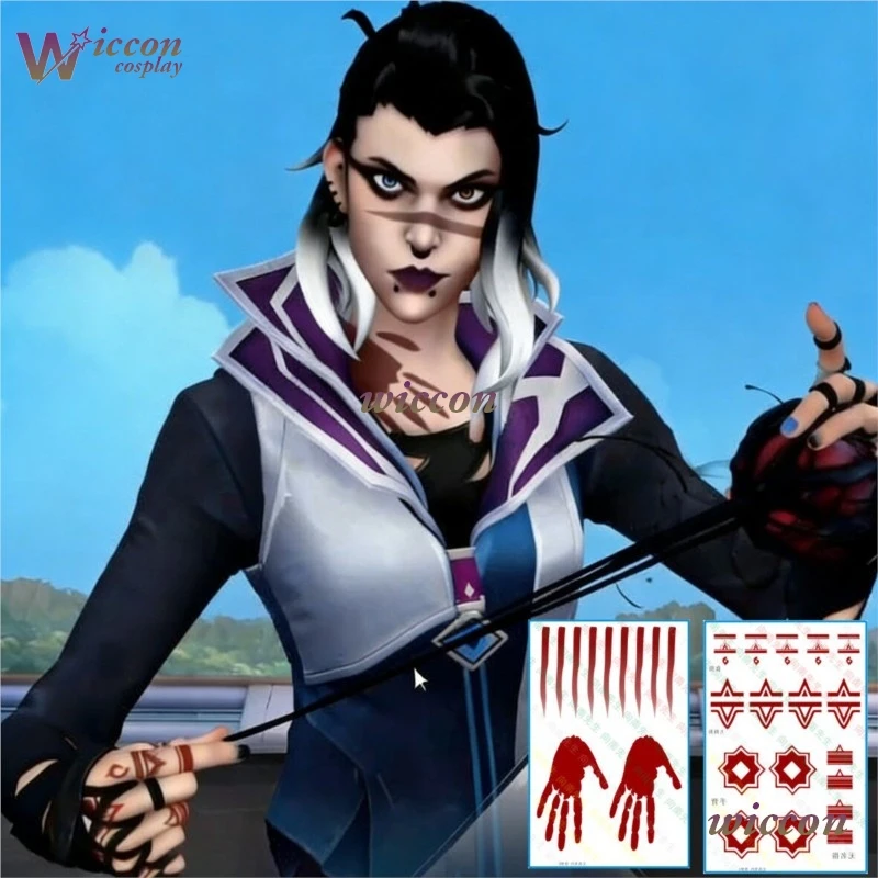 Фото Наклейка-тату Gekko Valorant Game Neon Accurate Design Fade для косплея, вирусный тренд, татуировка на ладонь Рейны, аксессуары для вечеринок, женские украшения на Хэллоуин №4