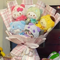 kawaii sanrios plush toy cute kitty kuromi my melody cinnamoroll cartoon anime panda costume plush toys for girls birthday gift
