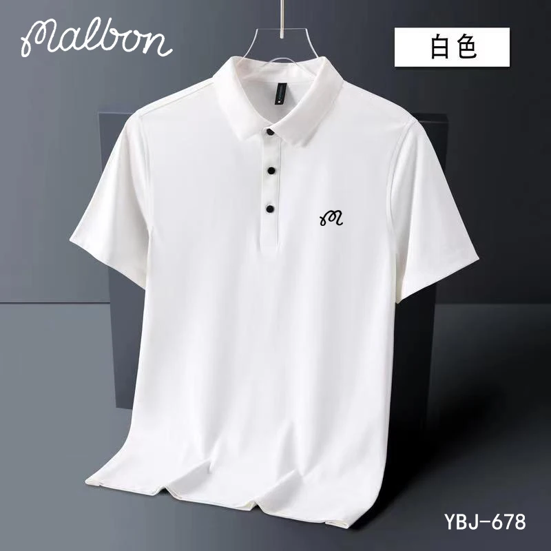 Malbon Embroidery LOGO Golf Shirt Men Summer High Quality Men Short Sleeve Tops Breathable Quick Drying Business Polo Shirts