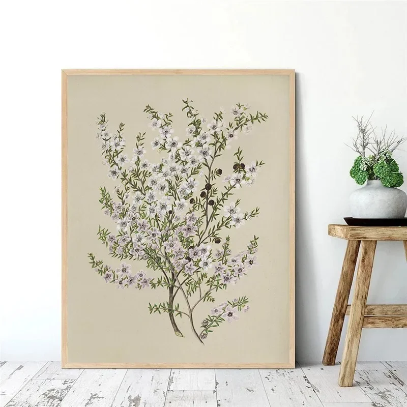 Нейтральная ботаническая печать фотосессия шесть постер цветок винтажная