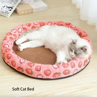 soft cat bed cute puppy cushion round warm small animals sleeping basket comfortable touch pet mat lightweight dog nest