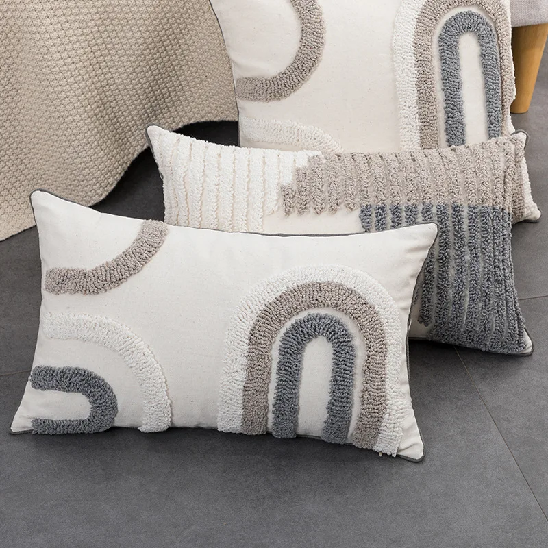 

Tufted Home Bed Loop Sofa Moroccan Decoration Dimond Pillowcase Grey Cushion For Pillowslip Cover Chair Beige Velvet Boho