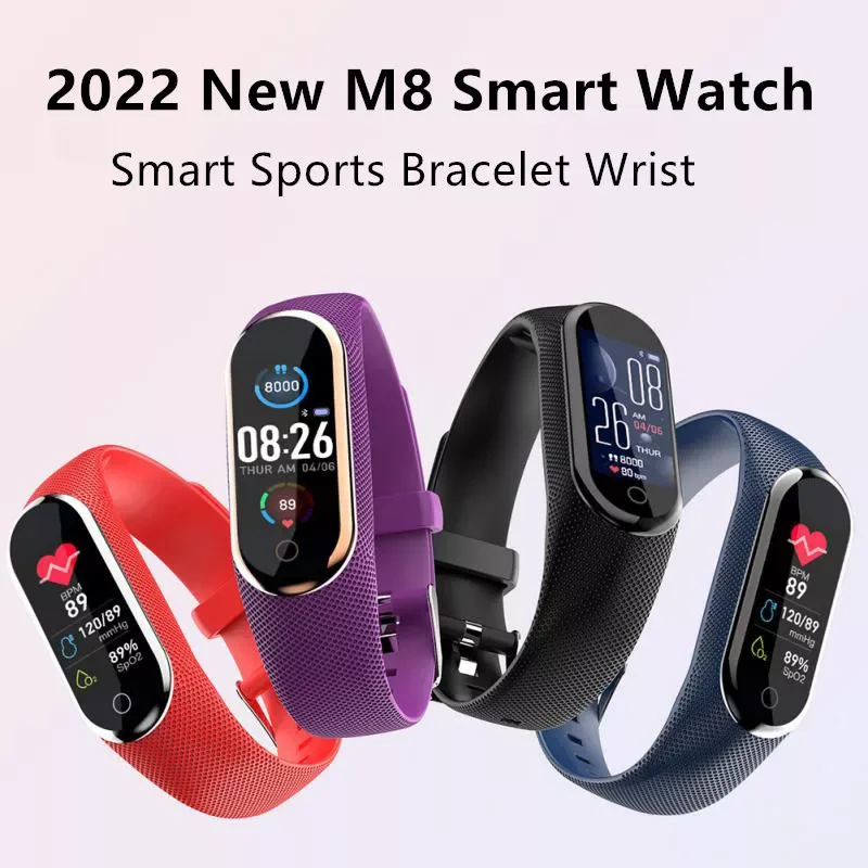 

2022 New M8 Smart Watch Sports Fitness Watches Men Women Smart Bracelet Bluetooth Pedometer Heart rate Blood Oxygen Smartwatch