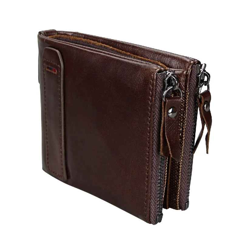 

Men's Wallet European and American Style Genuine Leather Wallet Zipper Buckle Cowhide Bag Shipping Fee