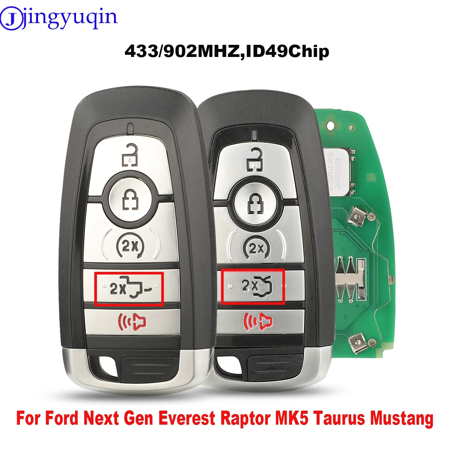 Фото Jingyuqin новый дистанционный ключ от автомобиля для Ford Next Gen Everest Raptor MK5 Taurus Mustang 2023 HITAG PRO ID49 чип без ключа Go 433/902 МГц №1