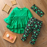 0 5 years old new green floral suit floral pants green top turban
