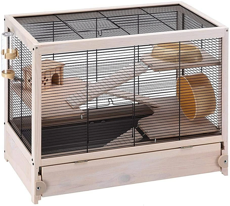 

Hamster habitat cage hamster villa sturdy wooden structure black(US spot)
