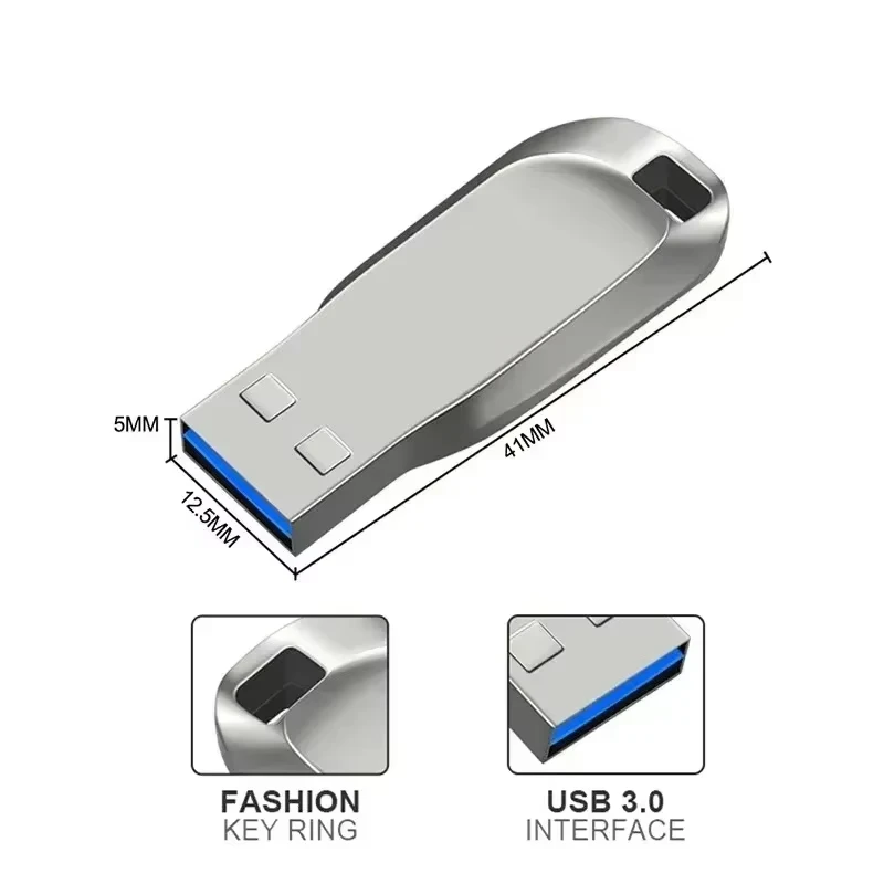 USB-накопитель 2 ТБ USB 3.0, миниатюрный высокоскоростной металлический флеш-накопитель 1 ТБ 512 ГБ, портативный водонепроницаемый накопитель для хранения данных и музыки в автомобиле (art.: 3920da4f2d128) - 3920da4f2d128