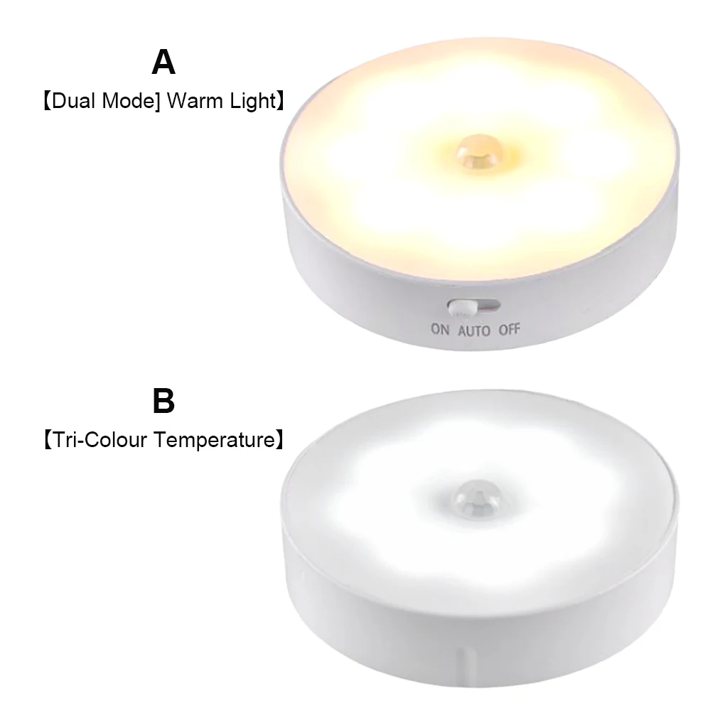 

LED Lamp Rechargeable Emergency Night Light Button Body Induction Bedside Night-light Sensor for Kitchen Bedroom Wardrobe