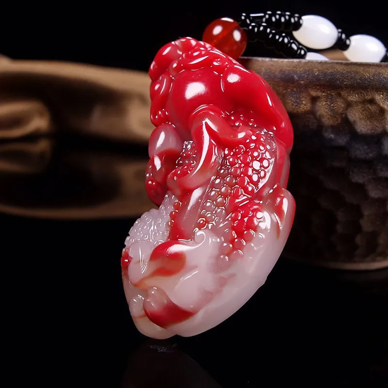 

Xinjiang Gobi and Hetian Jade Chicken Blood Jade Pendant for Men and Women Lucky Transfer Pendant