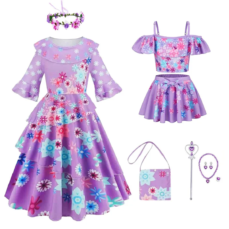 

Summer Party Costume Ruffles Princess Cosplay Dresses For Girls Clothes Isabela Mirabel Toddler Baby Kids Formal Charming Dress