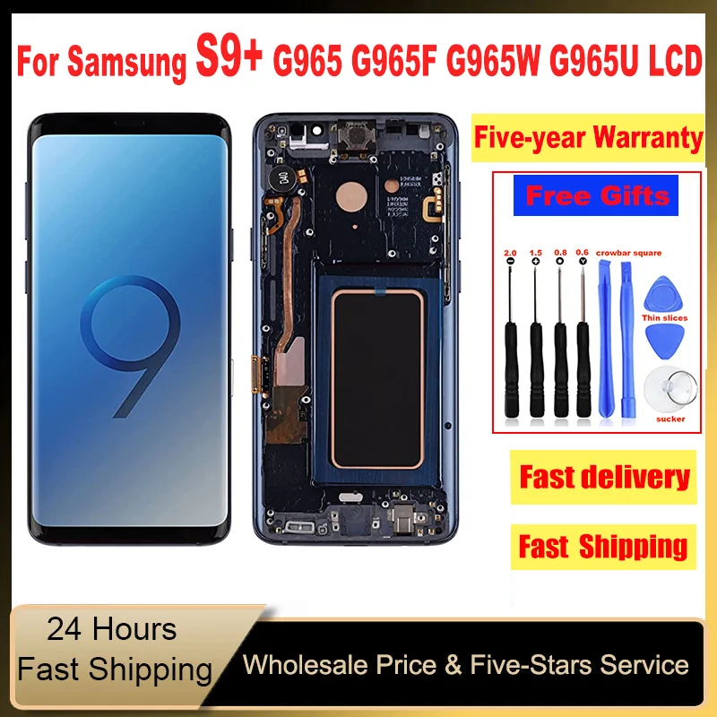 

Original LCD With Frame For Samsung Galaxy S9 Plus Display Touch Screen Digitizer For Samsung G965 G965F G965W G965U G9650 LCD
