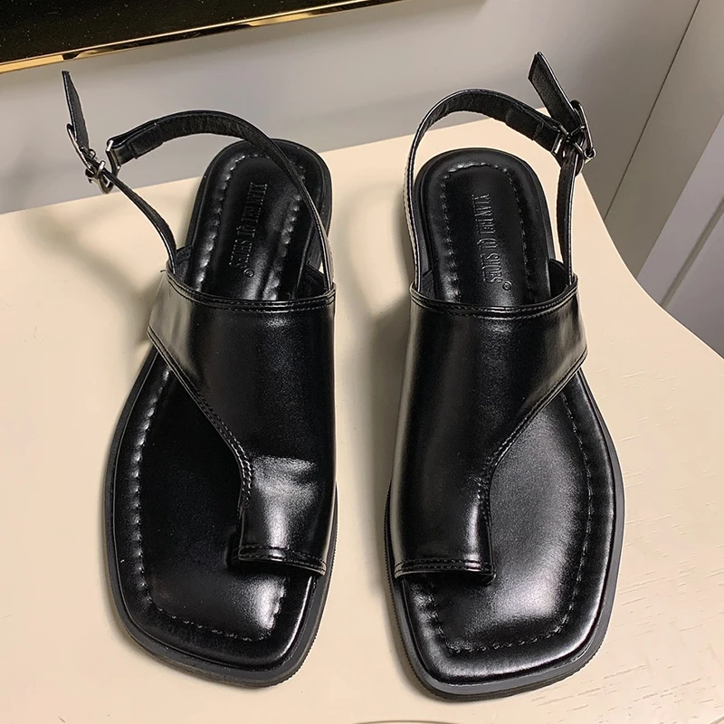 

Women Sandals 2022 Flats Summer New White Rubber Flats Gladiator Female Shoes Casual Outside Fashion Square Toe Ladies Slides