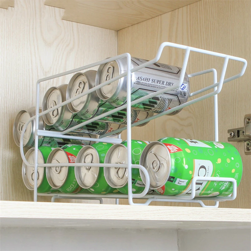 

High Quality Cans Beer Cola Storage Shelf Refrigerator Storage Rack Iron Organizador Cozinha Porta Tempero Kitchen Accessories