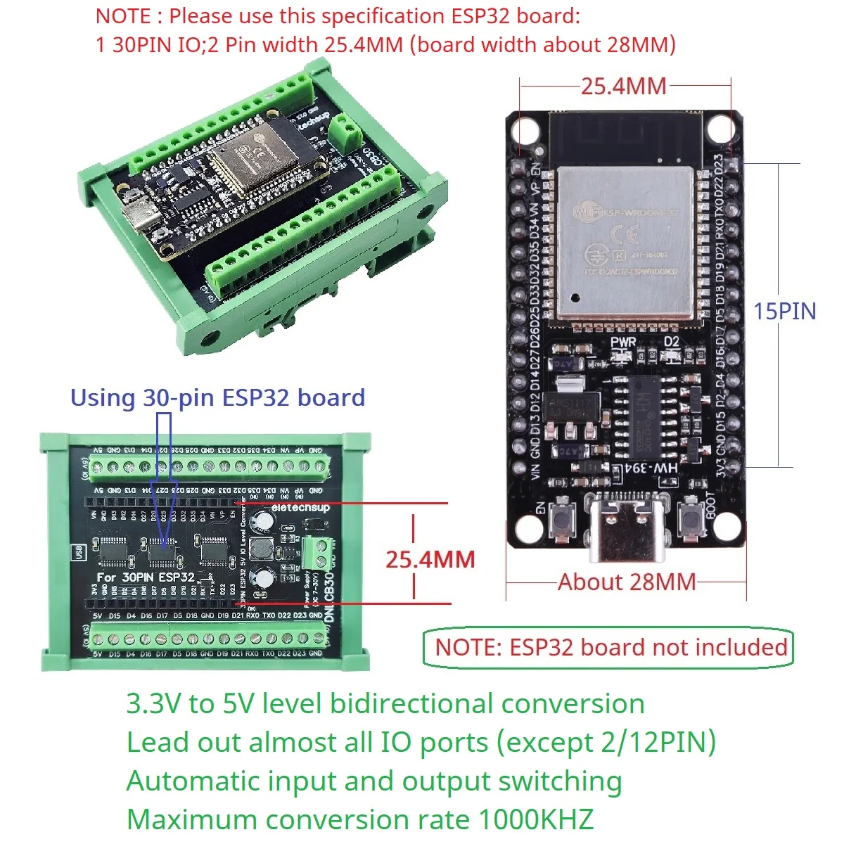 ESP32 3,3 В до 5 В двунаправленный 1 МГц DIO LvTTL TTL преобразователь ...