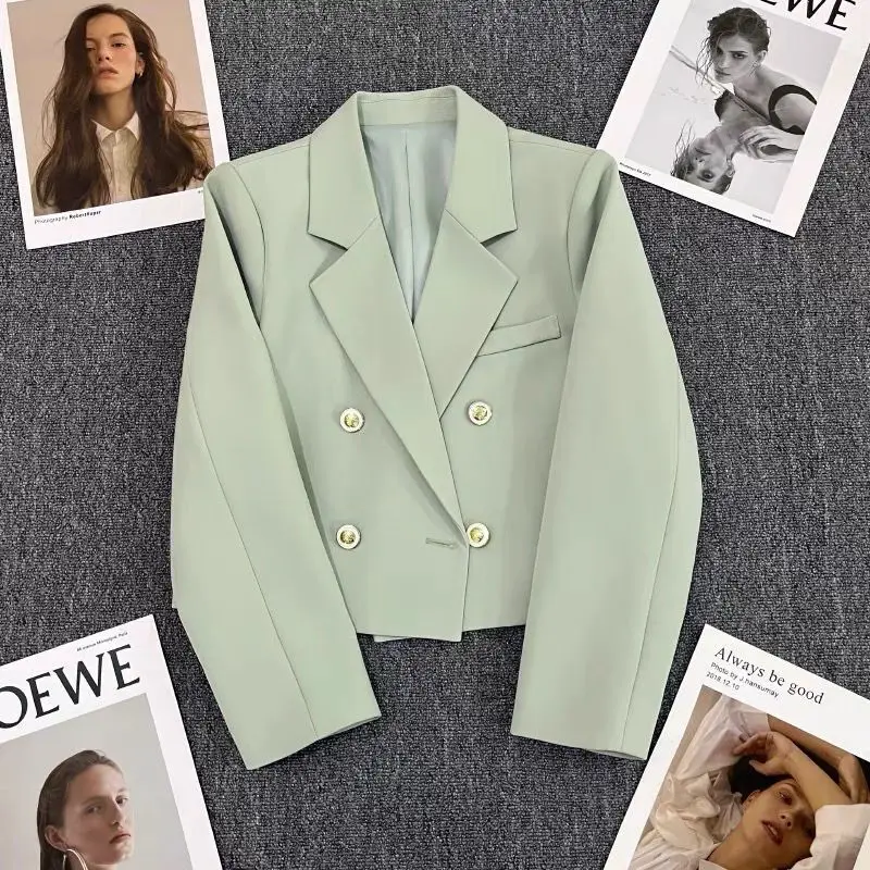 Blazer for Women Jacket Autumn 2023 New Fashion Korean Solid Color Cropped Blazer Women Jacket