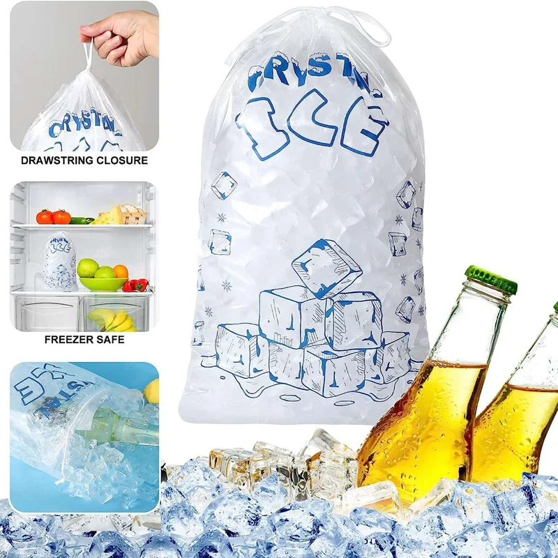 Мешки для льда 8 фунтов со шнурком мешки 100 штук сверхпрочные многоразовые
