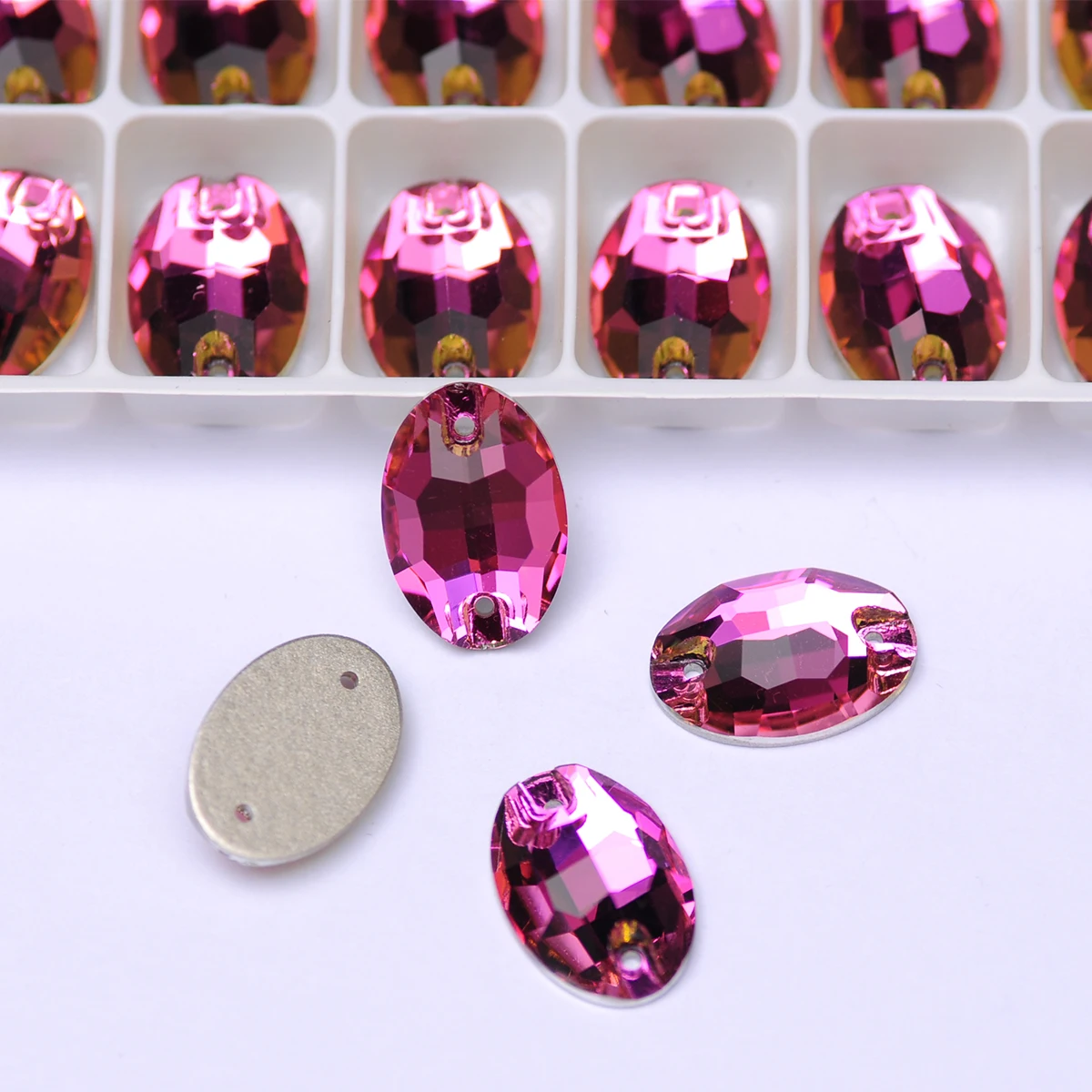

Rose Shiny Oval Glass Strass Flatback Crystal Sew On Rhinestones Crafts Glitter 3D Sewing Accessories Beads Design Decorations