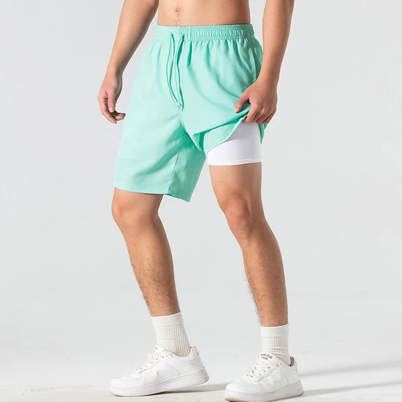 Новинка 2024 летние спортивные шорты для бега быстросохнущие повседневные 2 в 1
